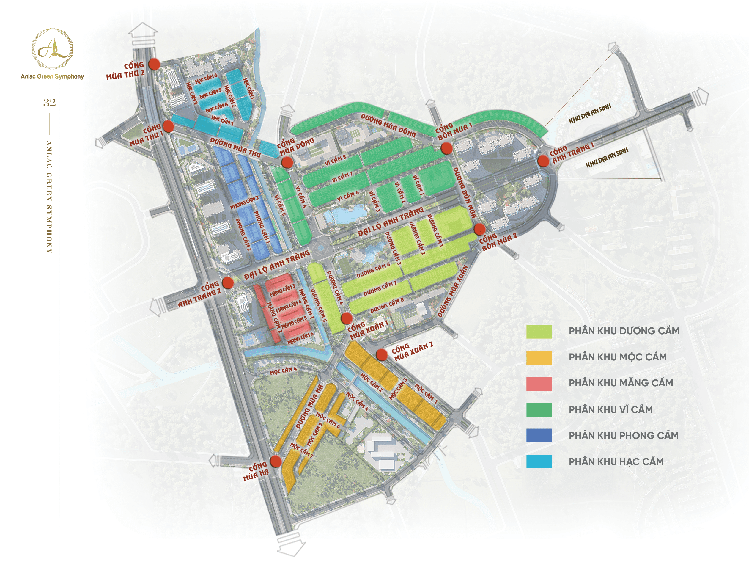 6 phân khu tại khu đô thị Anlac Green Symphony được mang tên 6 loại đàn