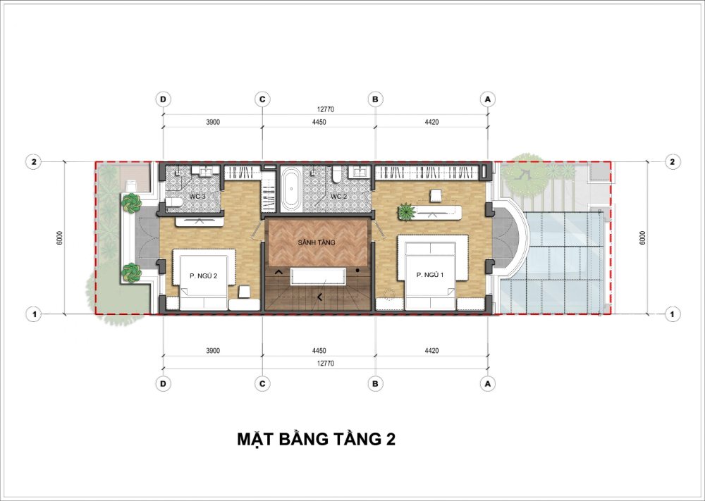Liền kề mặt bằng tầng 2