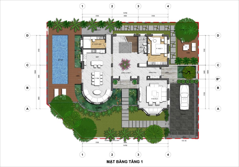 mặt bằng tầng 1