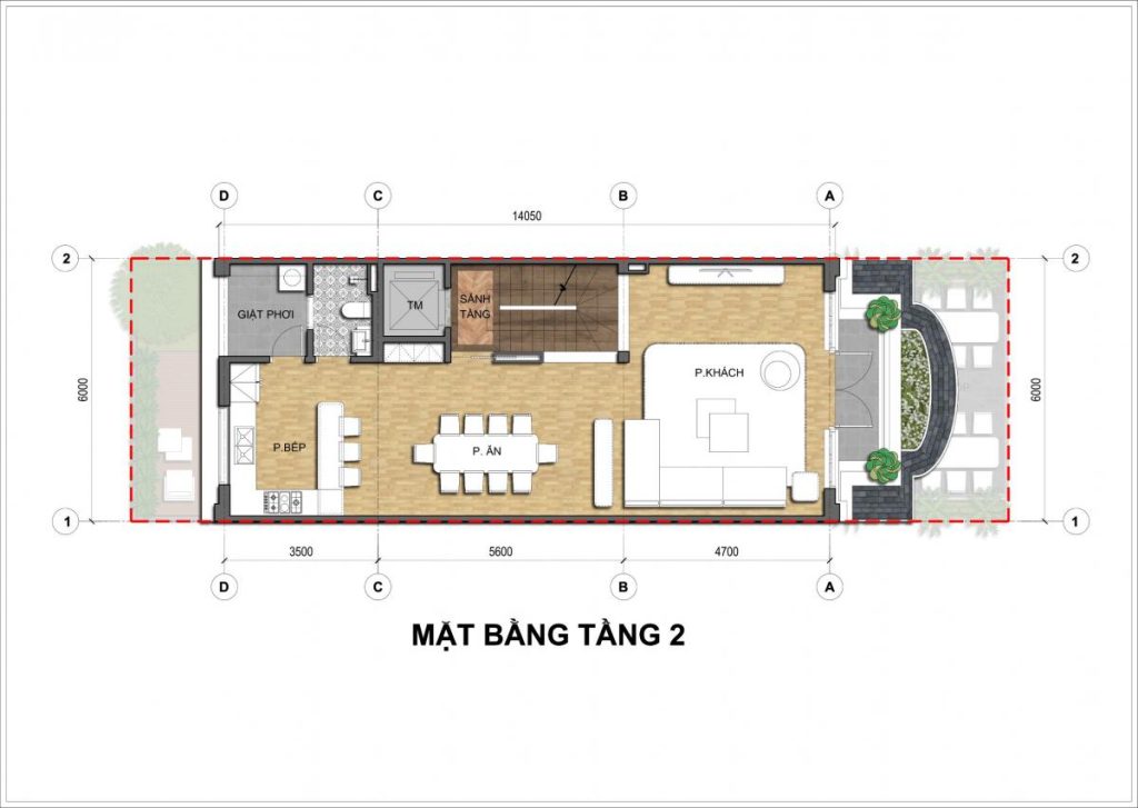 Mặt bằng tầng 2 Shophouse An Lạc Green Symphony