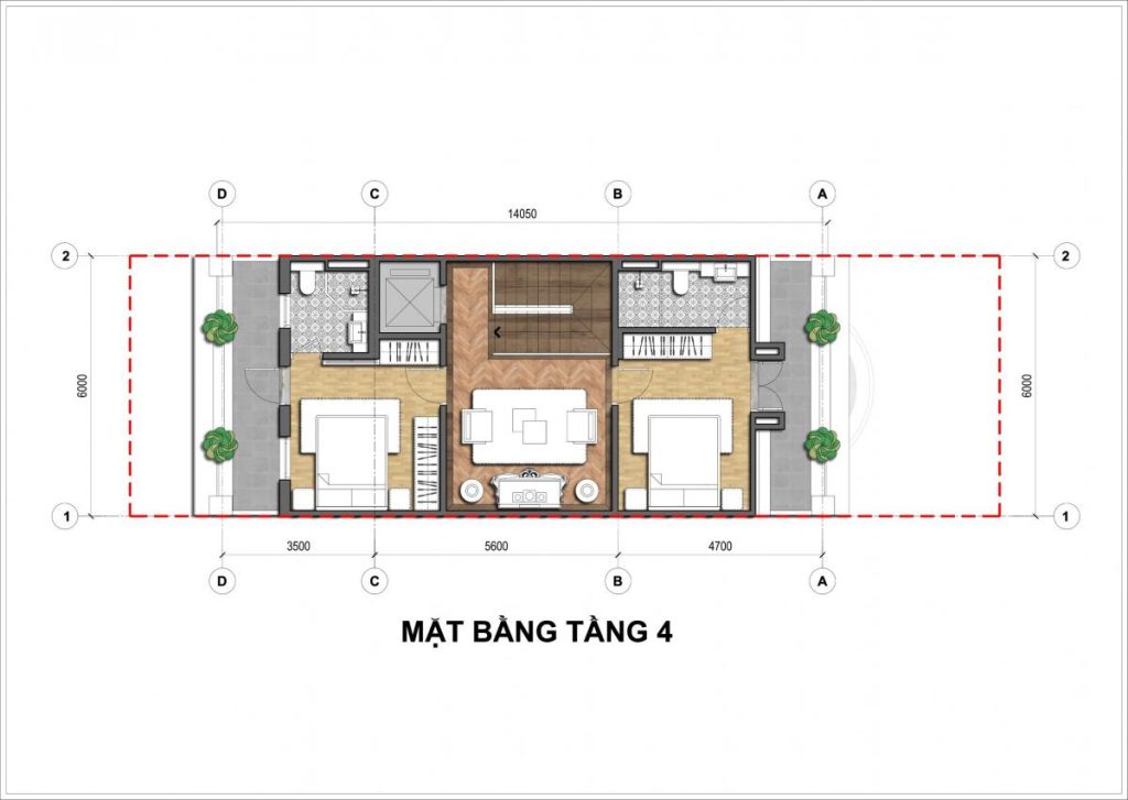 Mặt bằng tầng 4 Shophouse An Lạc Green Symphony